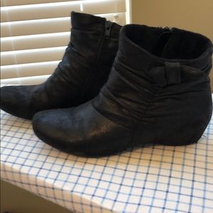 Black faux suede booties
